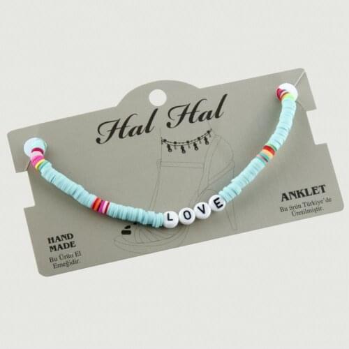 Love Printed Rainbow Fimo Anklets