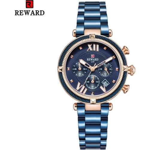 REWARD 2019 Top Luxury Brand Women Watches Calendar 24-hours Sports Watches Blue Steel Watches Birthday Anniversary Gifts