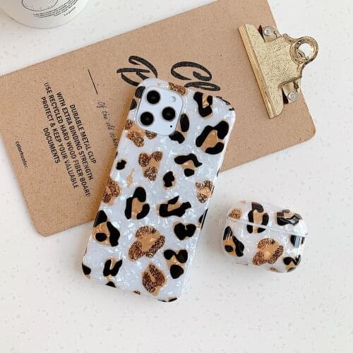 Leopard Print Case For Airpods Airpods Pro + Marbling Phone Case For iPhone 11 12 Pro Max SE Rubber Cover For iPhone XS Max XR 8