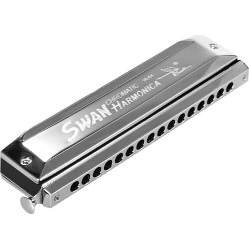 Swan SW-1664 16 Holes Chromatic Harmonica C Key 64 Tones Mouth Organ with Storage Case and Cleaning Cloth for Kids & Adults