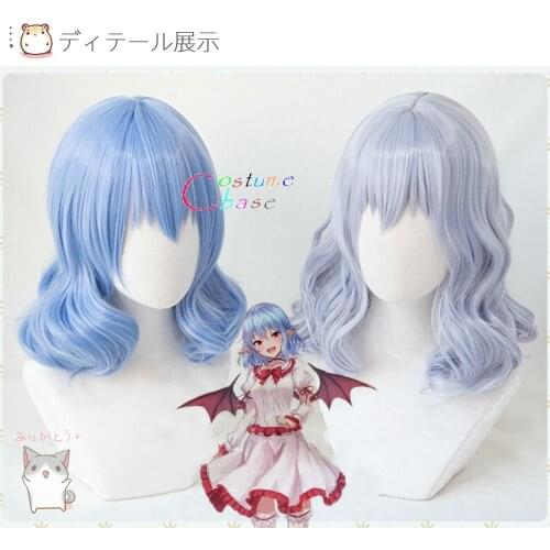 Remilia Scarlet Touhou Project Cosplay Curly Heat Resistant Synthetic Hair Halloween Carnival Party + Free Wig Cap