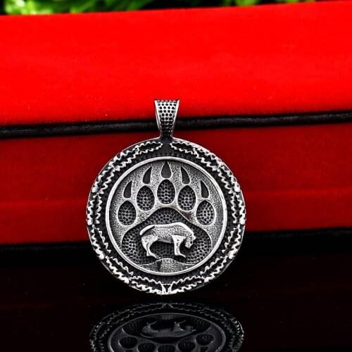 Europe Vikings Bear charm Pendant Necklace The Norse Print and tiger chain Talisman jewelry
