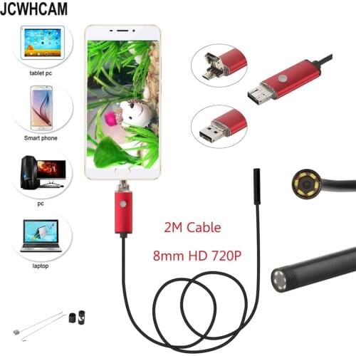 JCWHCAM Endoscope 8mm USB Endoscope Android PC USB Endoscopio Mini Endoscope Camera 720P Inspection Waterproof Phone Camera