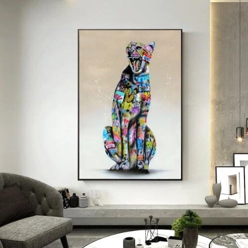 Graffiti Art Panther Canvas Painting Abstract Animal Posters and Prints Cuadros Modern Wall Pictures for Living Room Home Decor