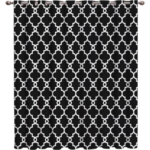 Classic Moroccan Geometric Checks Window Curtains Living RoomKitchen Indoor Decor Print Kids Window Treatment Home Decoration