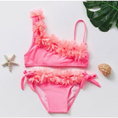 2~14Y Girls Swimwear Flower Girls Swimsuit Two pieces Kids Bikini Set Children Swimwear Swimming suit-SW518