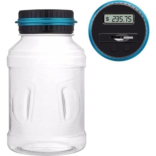 1.8L Coin Counter Money Saving Visible Piggy Bank USD EURO GBP Jar Toy Storage Electronic Large Gift Digital LCD Box Adults Kids