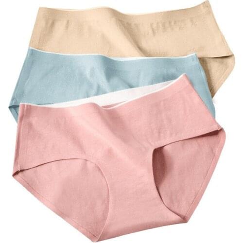 Summer Cotton Seamless Panties Woman Cute Solid Breathable Comfort Thin Stretching Underwear Low-Rise Lingerie Female Underpant