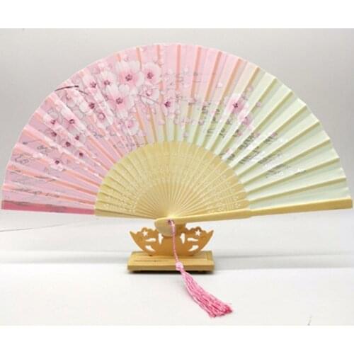 Summer Vintage Bamboo Folding Hand Held Flower Fan Chinese Dance Party Pocket Gifts Wedding Fans Party Colorful Dropshipping