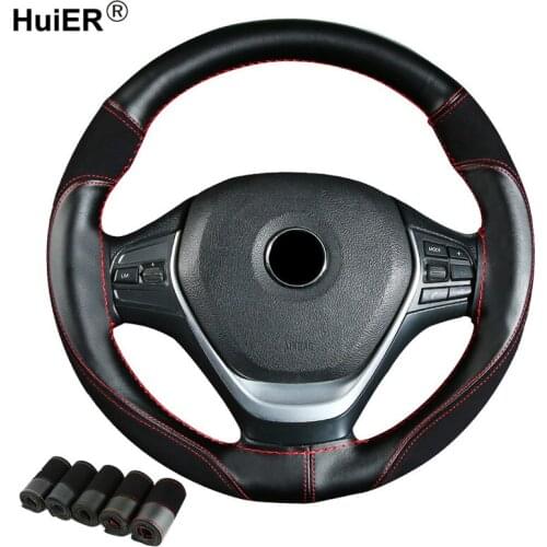 Fashion Hand Sewing Car Steering Wheel Cover Wrap Suede Microfiber Leather Wear-resistant Volant Funda Braid Car Accessories