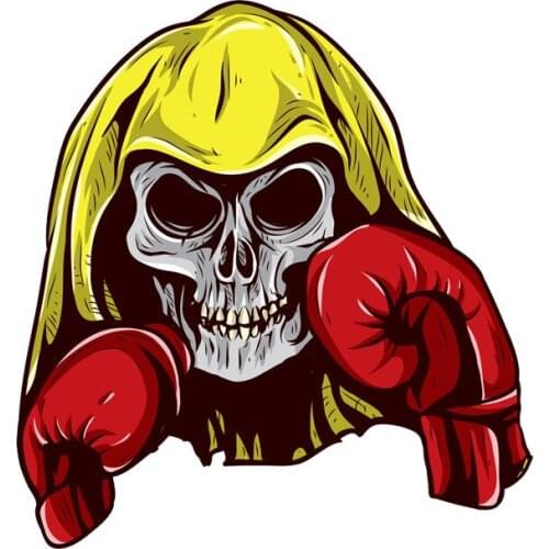 Cartoon Funny Boxing Skull Car Body Car Sticker Decal Vinyl MaterialWaterproof Sunscreen Scratch-Proof Sticker Kk13*13cm