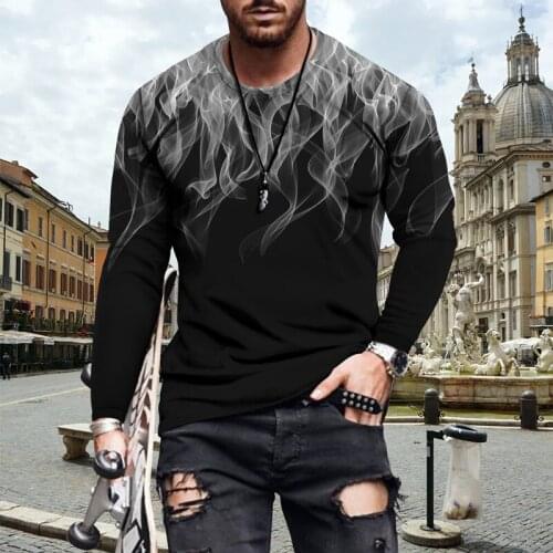 New Sale In 2021 3D Color Art Printing Mens T-Shirt Gentleman Style Design Long Sleeve Spring Autumn Fashion Handsome Apparel