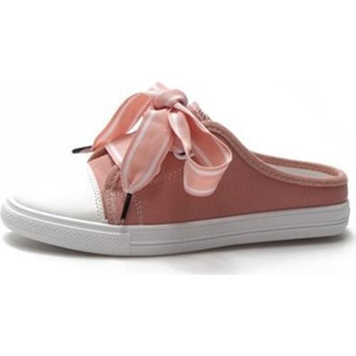 2020 new half slippers casual student flat canvas shoes Harajuku ulzzang sneakers