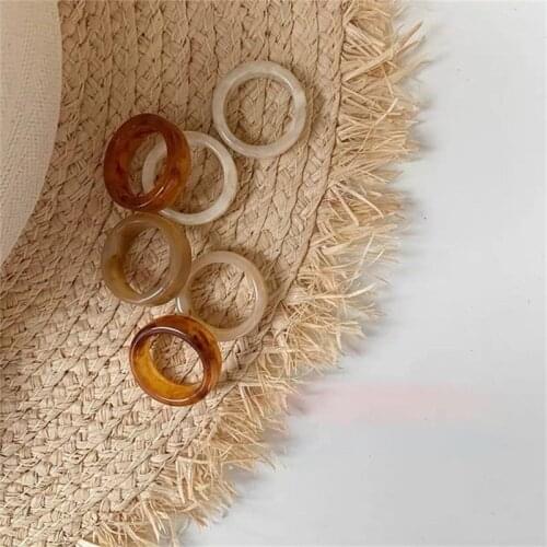 2021 New Trend Transparent Resin Acrylic Ring Geometric Square Round Rings Set for Women Girls Simple Aesthetic Jewelry Gifts