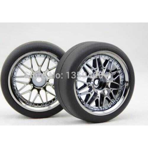 New Design 4pcs RC1/10 High Speed Drift Tires Tyre Wheel Rim F20CH 4mm offset (Chrome Gray) fits for 1:10 Drift Car