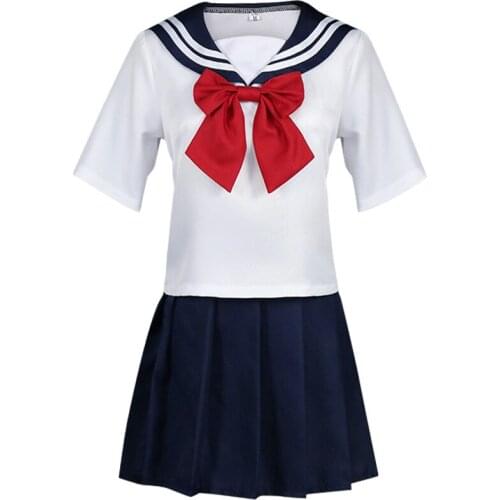 New Japanese Female Sailor Suit JK Student Summer Uniform Jacket Long And Short Skirt Cute Navy Sleeve College School Style