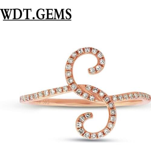 Diamond Paisley Open Wrap Ring 10K Rose Gold Swirl Statement S Shape 0.16ct
