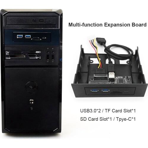 Front Panel Extension Adapter 5 Ports HUB TYPE-C 2 USB 3.0 TF SD Card Reader for Office Caring Computer Supplies