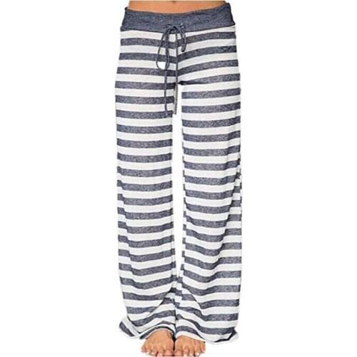 New Striated Womens Sleep Bottoms Waist Tie Pajama Pants Women Piyamas Trousers Summer Loose Pantalon Home Pants Pyjama