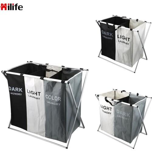 Sorter Laundry Basket X-Shape Foldable Large Collapsible Two/Three Grid Home Laundry Hamper Dirty Laundry Basket Organizer