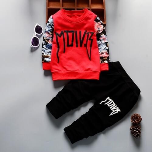 Infant Tracksuit Spring 2018 Baby Suit Girl Boy Newborn Clothes Set Print Outfits Long Sleeve Tops + Pants Letters flower Cotton