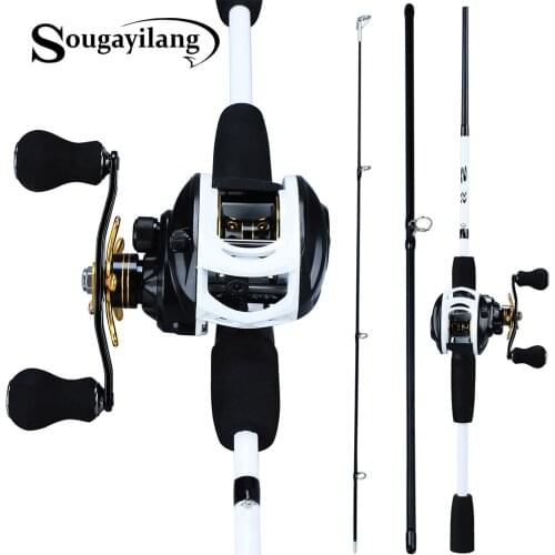 Sougayilang 1.75m Fishing Rod Combo 3 Section Carbon Casting Fishing Rod with 12+1BB Baitcasting Reel Fishing Tackle Kit