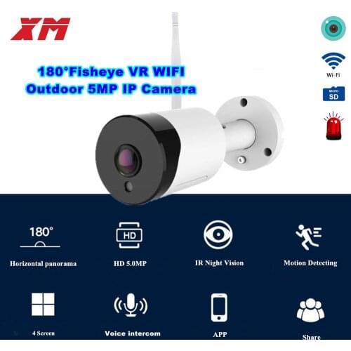 WiFi Camera 5MP Panoramic 180 Degree VR IP Camera Smart IR Lights Cam Starlight night vision Outdoor Security Camera Wireless