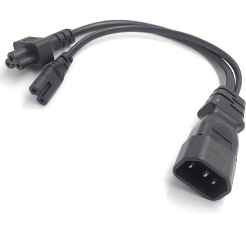 Y Type Splitter Power Cord ,IEC320 C14 Plug 3-Prong Male Power Cable Cord AC Power Adapter to C7 +C5 Female