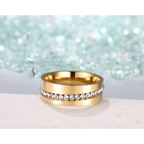 DOTIFI 316L Stainless Steel Rings For Women Oblique Zircon Engagement Wedding Ring Jewelry