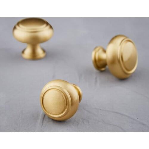 Gold Brass Round Cabinet Door Knobs and Handles Furnitures Cupboard Wardrobe Drawer Pull Handles