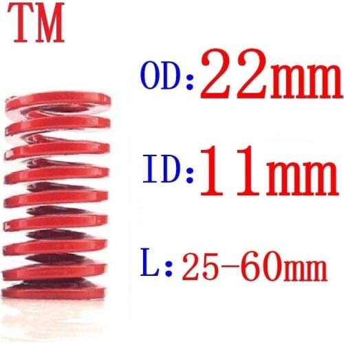 1Pcs Red Medium Load Stamping Compression Mould Die Spring Outer Dia 22mm Inner Dia 11mm Length 20-60mm