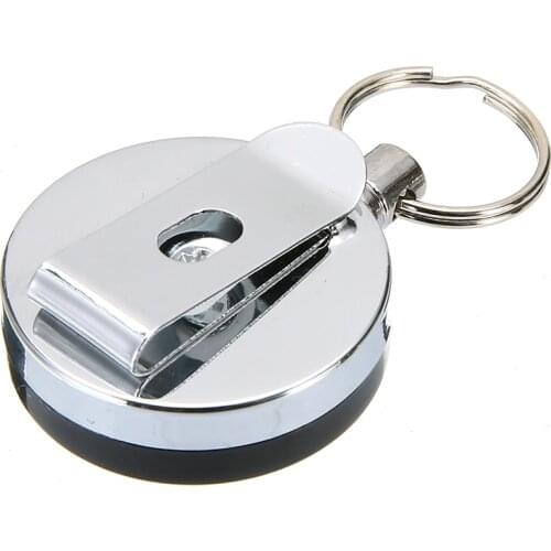 1PC Retractable Keychain Metal Card Badge Holder Pull Ring Belt Chain Ring Decoration Anti-lost Fashion Jewelry Accessories