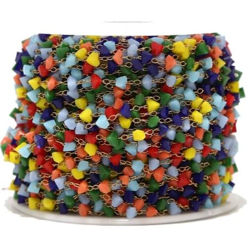 2.5MM colourful irregular Faceted Crystal Glass Beads Chain with stainless steel Eye Pin for Necklaces Bracelets Jewelry Making