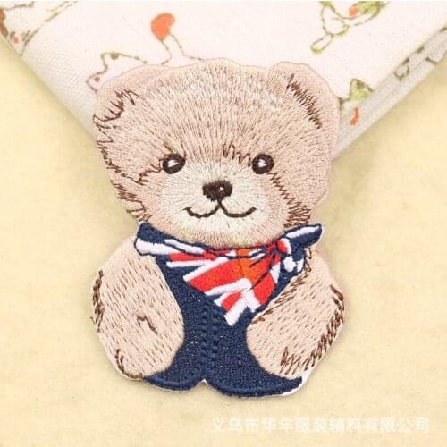 20pcs/lot Embroidery Patch Bear Animal Clothing Decoration Sewing Accessories Diy Iron Heat Transfer Applique