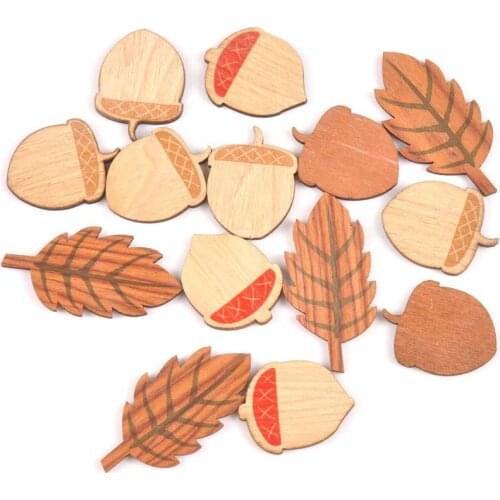 25Pcs mixed natural leaf/pine cone Wooden Scrapbooking Craft for Embellishments Handmade Accessory Decoration 24x32mm MT1673