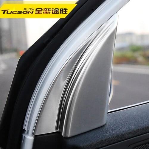 Free Shipping Chromed 2PCS Interior Front QUARTER A Pillar Cover For Hyundai Tucson 2015 2016