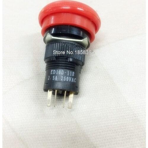 Free shipment 2Mushroom head switch emergency stop button 16MM emergency switch KD10D-22R quick stop