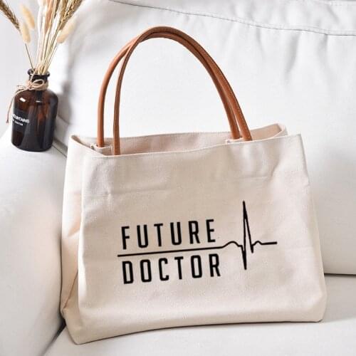 Future Doctor Funny Printed Canvas Tote Bag Handbag Gift for Doctor Work Bag Book Bag Women Lady Beach Bag Dropshipping