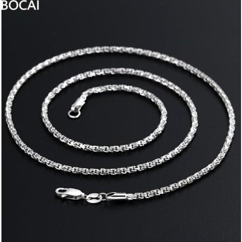 BOCAI New solid S925 Silver Jewelry Woven Foxtail Chain Chopin Chain Sweater Chain Clavicle Chain Man and Woman Necklaces