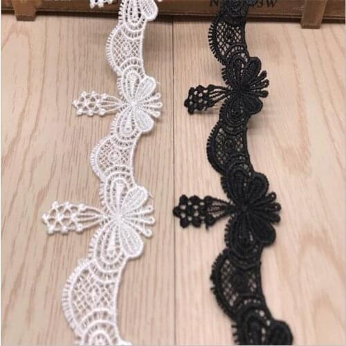 Black/White Embroidered butterfly lace trim Lace Fabric Trim Ribbons DIY Sewing Handmade Craft Materials