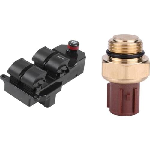 Black Electric Power Window Switch for Honda Crv Cr-V 2002-2006 & Radiator Coolant Fan Water Temperature Sensor Switch