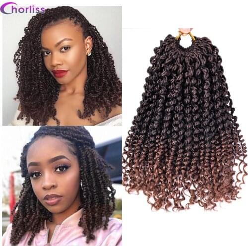 Chorliss Passion Twist Synthetic Crotchet Hair 16inch Long Handmade Spring Twist Braids Ombre Brown Braiding Hair Extensions