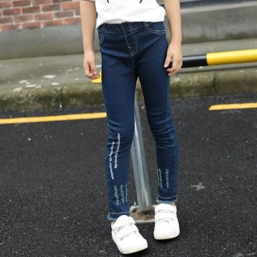 Children denim Pants girls letter jeans baby kids pencil leggings 2019 autumn children clothes girl cotton casual hole trousers
