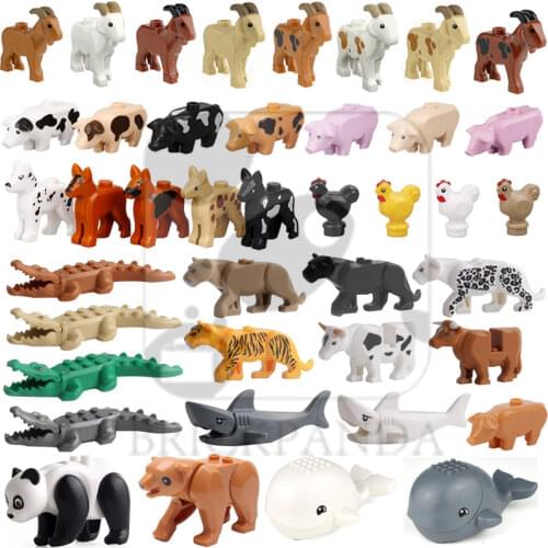 MOC City Mini Cute Animal Chicken Dog Pig Family Farm Building Blocks Brick Accessories Children Educational Toys Christmas Gift