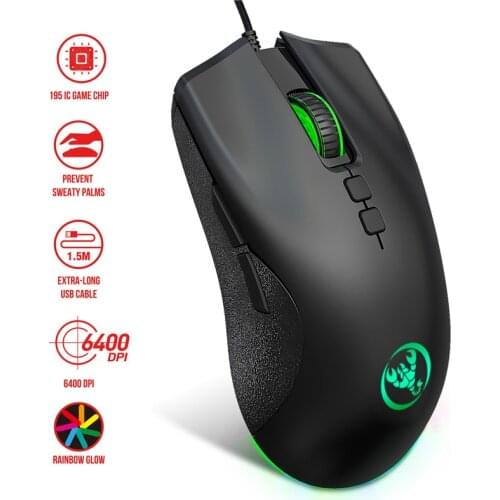 Highend New USB Wired Gaming Mouse 7 Button LED RGB Backlight Mice Adjustable 6400 DPI For Computer Laptop Macro Programming