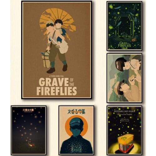 18 Designs Anime Hotaru No Haka Kraftpaper Poster Tombstone for Fireflies Artwork Fancy Wall Sticker for Coffee House Bar A3