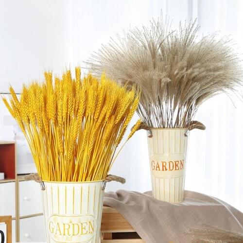 Artificial flowers Wheat Ear Flower Decoration Natural Pampas Reed grass Dried Flowers Wedding Party DIY Craft Scrapbook Bouquet