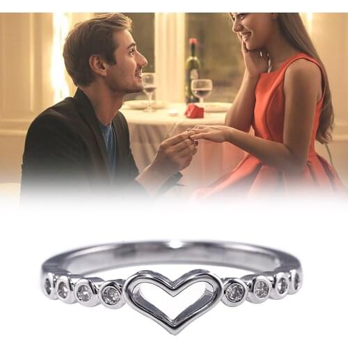 Cubic Zirconia Ring Fashion Wedding Jewelry Female Engagement Ring Female Crystal Heart shape Ring Party New Gift