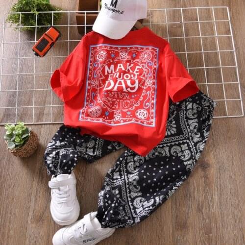 Boy Suits Summer Kids Clothing Set Boy Baby Casual Short Sleeve and Pants Children Thin Tshirt Top Cropped Pants Two-piece Suit