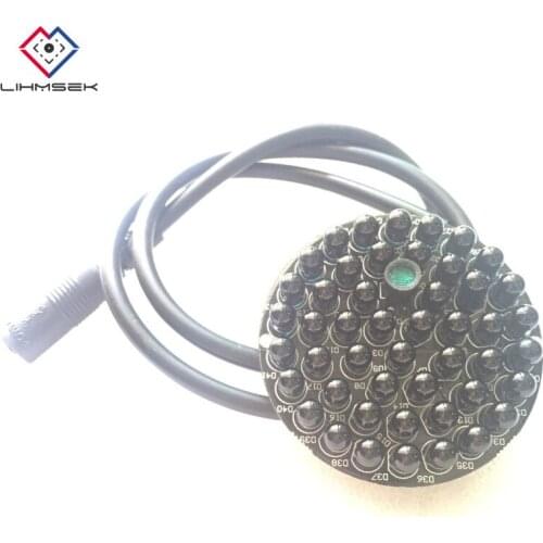 Lihmsek 90 degree 940nm Invisible CCTV Fill Light 48pcs Black IR LEDs Infrared IR LED Light Board with cable no Red exposure